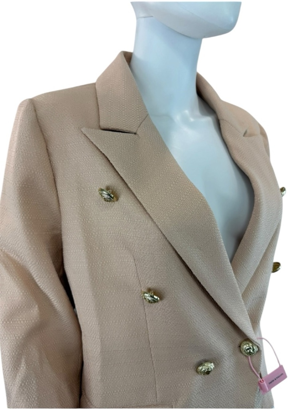 Belle & Bloom NWT Blush Pink Princess Polina Tweed Blazer Size L C0769 - Picture 5 of 13